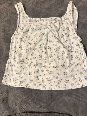 SHEIN White Camisole with Blue Floral Print